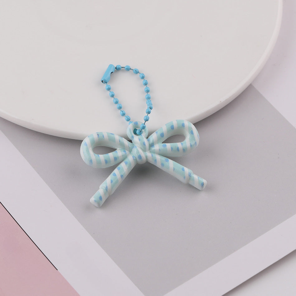 Cute Patterned Bow Charm Pendant Ball Chain Keychain - additional product photo 8