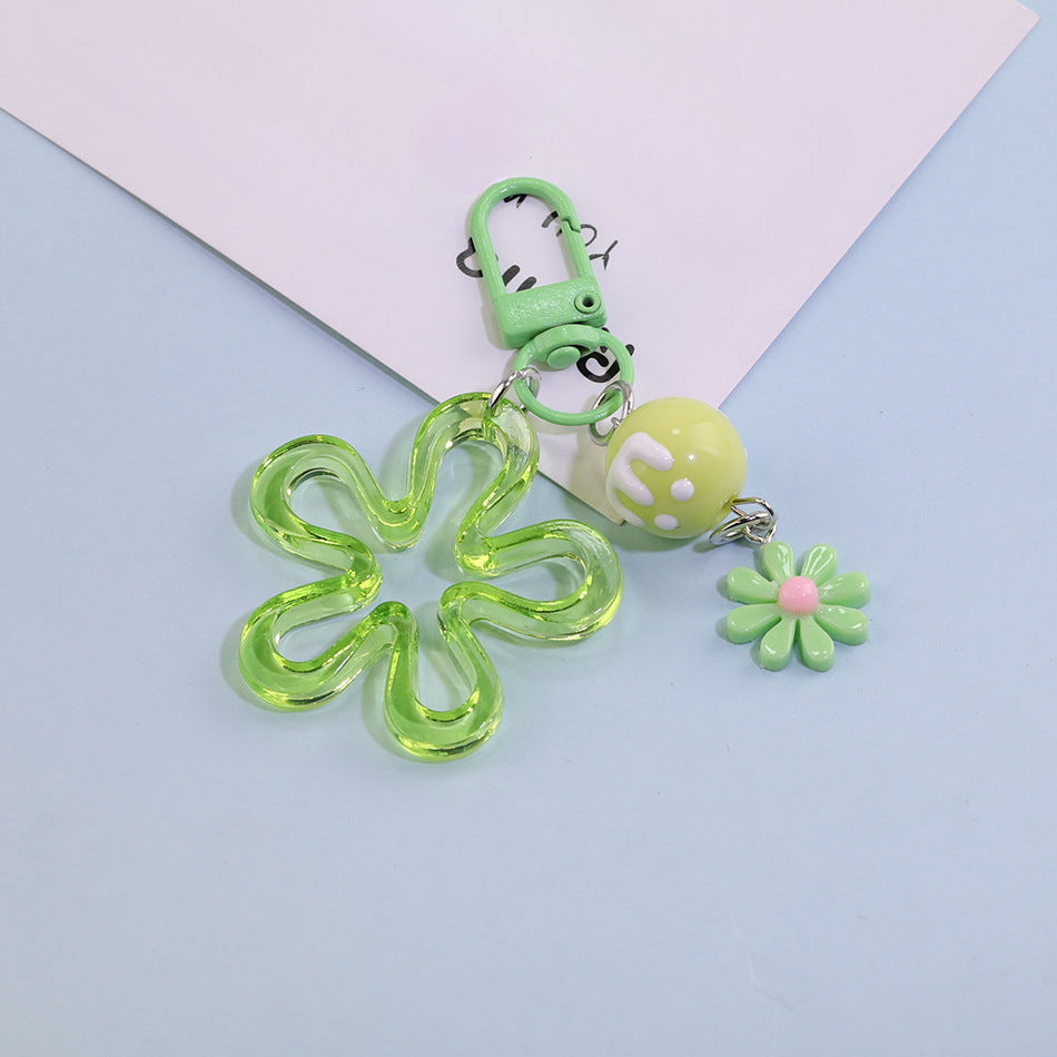 Acrylic Flower Daisy Bead Charm Keychain DIY Jewelry - Blue