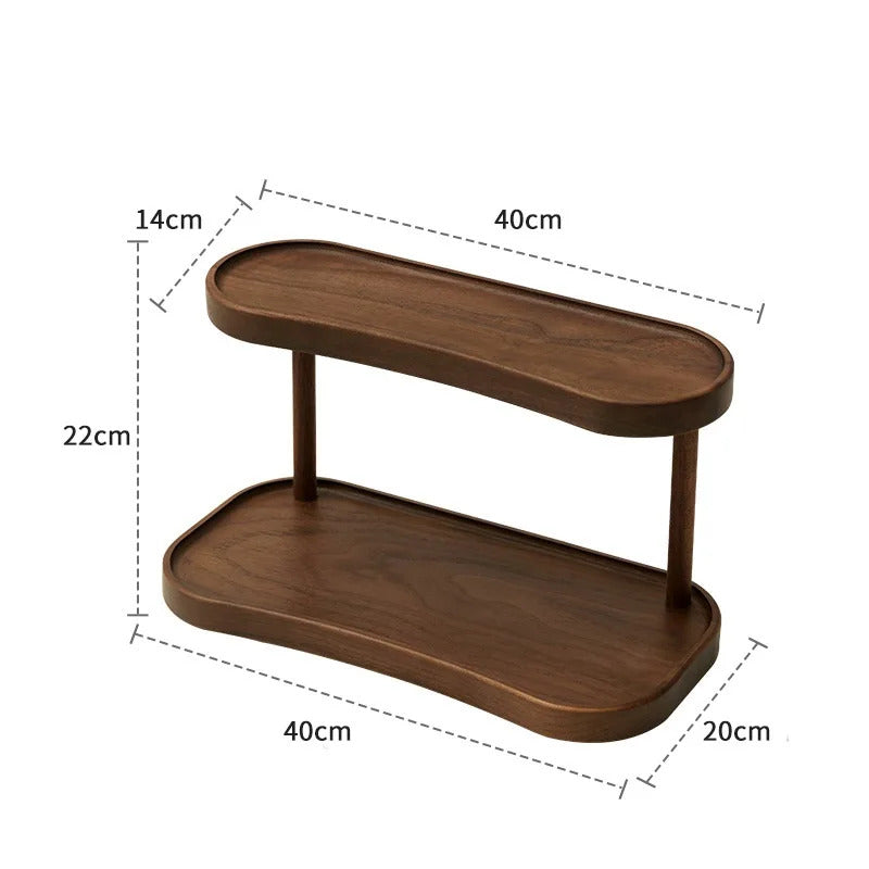 2 Tier Bamboo Makeup Organizer with Cup Holder for Vanity