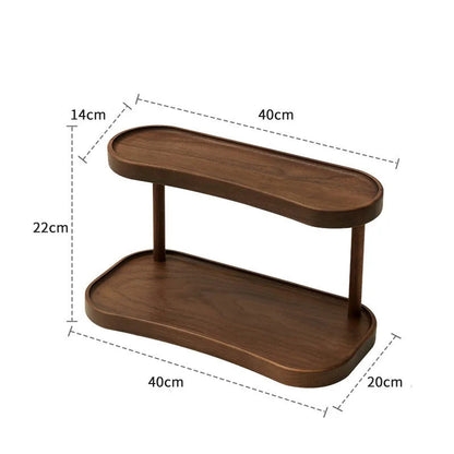 2 Tier Bamboo Makeup Organizer with Cup Holder for Vanity