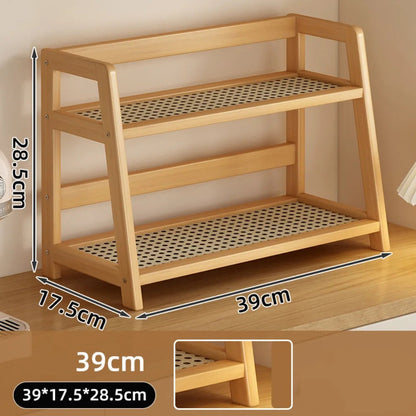 2 Layer Wooden Multipurpose Countertop Storage Shelf Organizer