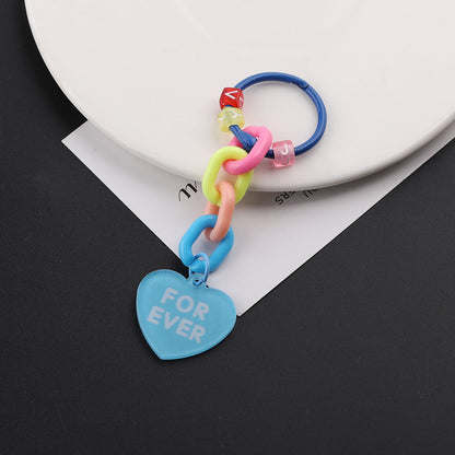 Cute Acrylic Chain Heart Charm Keychain Ring Accessory - additional product photo 1