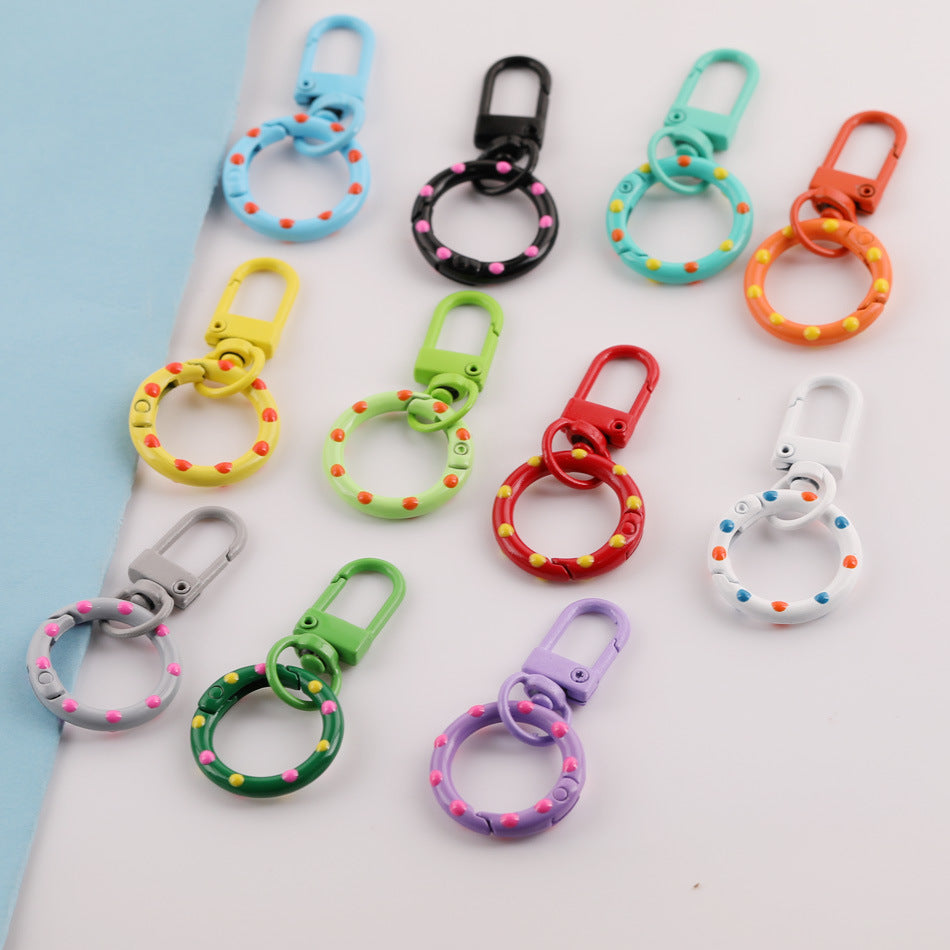 8pcs Colorful Dotted Ring Swivel Lobster Clasp Keychain - additional product photo 1