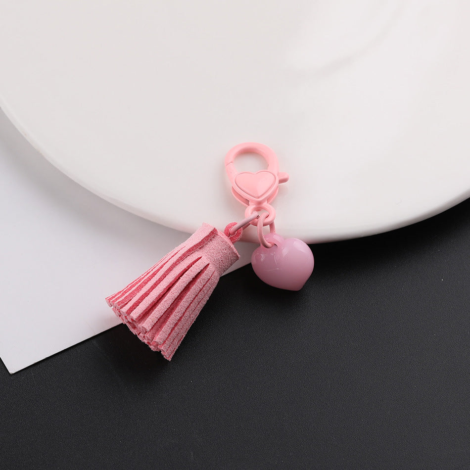 Cute Heart Tassel Keychain Charm DIY Bag Accessory - Yellow