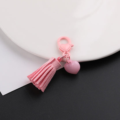 Cute Heart Tassel Keychain Charm DIY Bag Accessory - Yellow