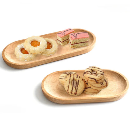 Solid Wood Dinner Plate Tray for Cake Bread Coffee and Tea