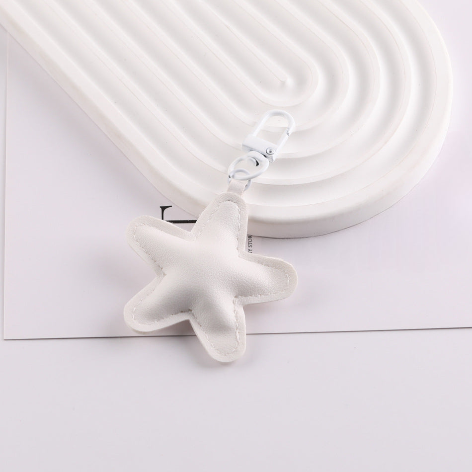 PU Leather Star Shape Keychain Charm Bag Pendant - Orange