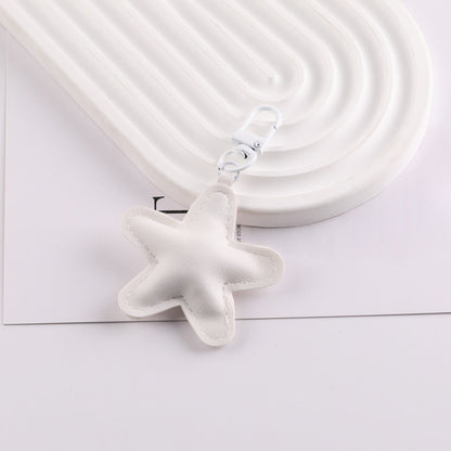 PU Leather Star Shape Keychain Charm Bag Pendant - Orange