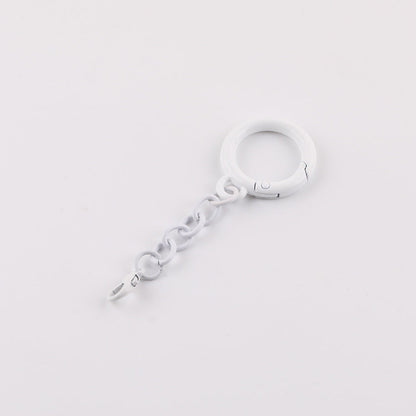 Metal Spring Ring Keychain with Chain and Lobster Clasp - Black