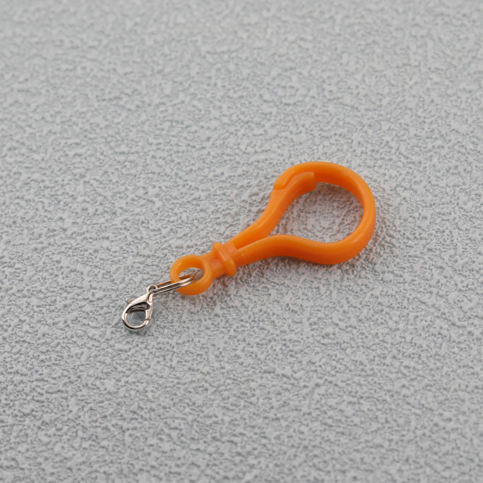 Colorful Plastic Loop Ring Keychain with Lobster Clasp - Red