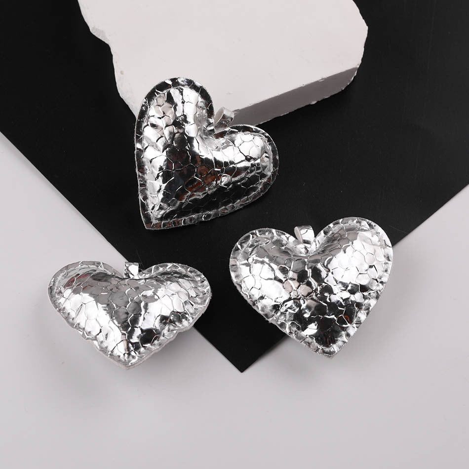 3PCS PU Leather Heart Pendant DIY Charm - additional product photo 2