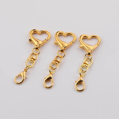 3pcs Heart Lobster Clasp Double End Keychain Link DIY - Rose Gold