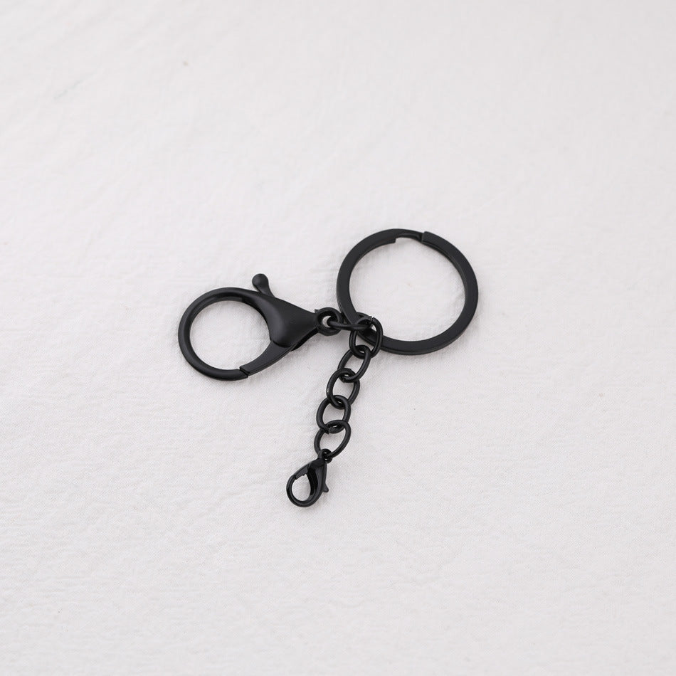 Classic Metal Split Ring Keychain with Lobster Clasp and Chain - Gold