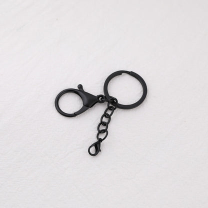 Classic Metal Split Ring Keychain with Lobster Clasp and Chain - Gold