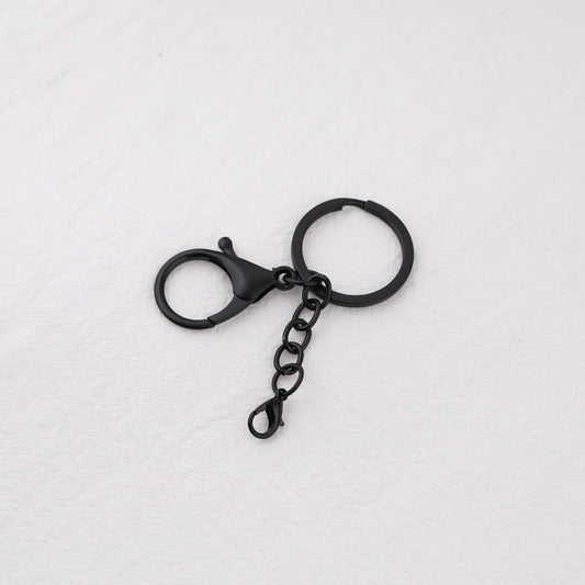Classic Metal Split Ring Keychain with Lobster Clasp and Chain - Gold
