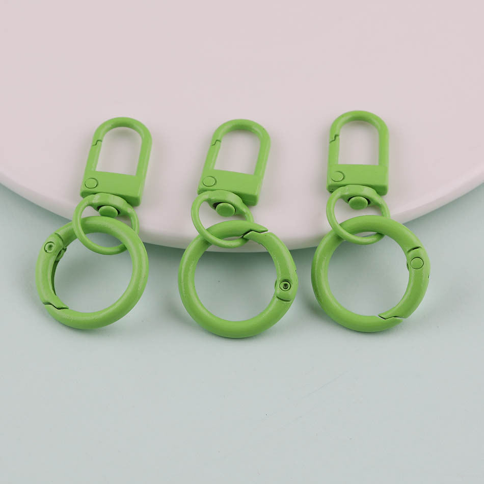 3pcs Colorful Metal Swivel Snap Hook Spring Ring Keychain - Lake Blue