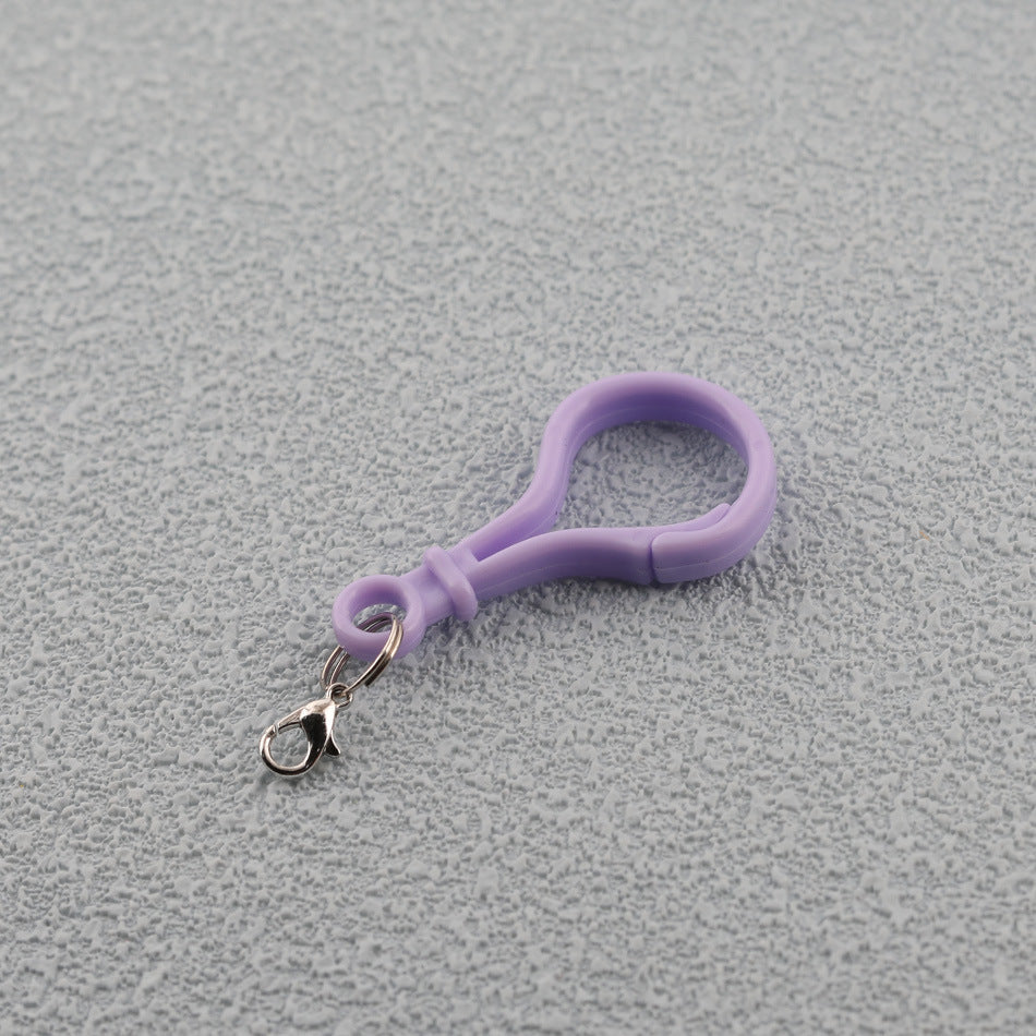 Colorful Plastic Loop Ring Keychain with Lobster Clasp - Blue