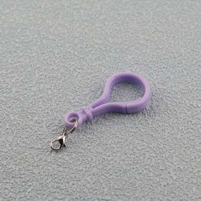 Colorful Plastic Loop Ring Keychain with Lobster Clasp - Blue