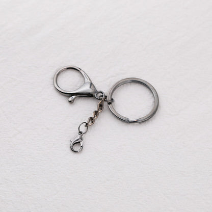 Classic Metal Split Ring Keychain with Lobster Clasp and Chain - Bronze