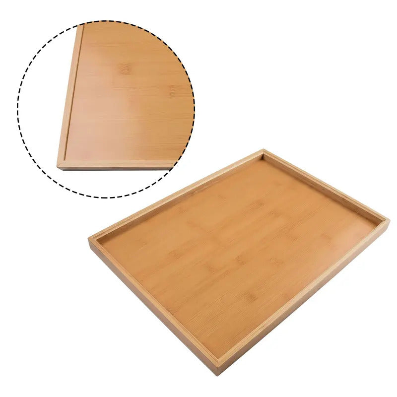 Bamboo Wooden Rectangular Serving Tray for Tea and Cups