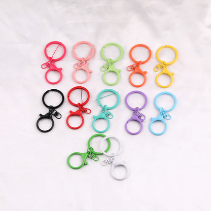 3pcs Colorful Metal Lobster Clasp Split Ring Keychain - Orange