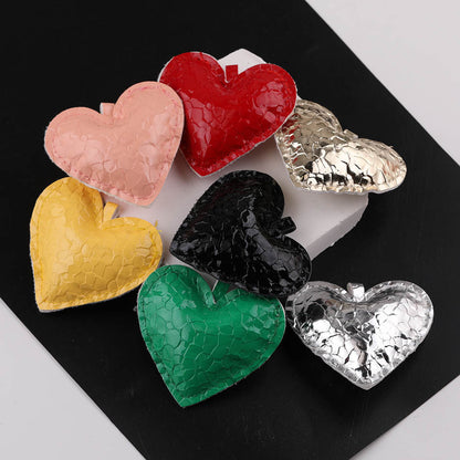 3PCS PU Leather Heart Pendant DIY Charm - Pink