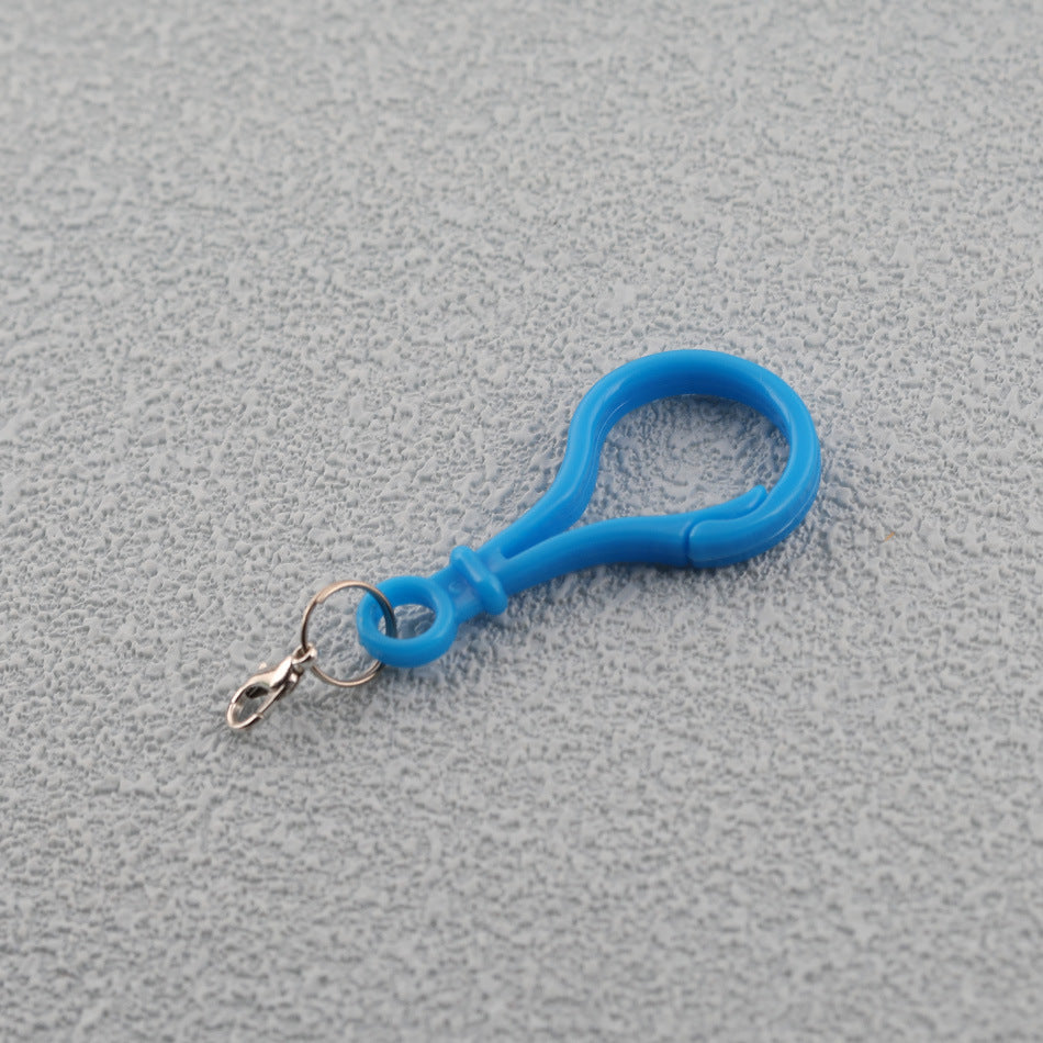 Colorful Plastic Loop Ring Keychain with Lobster Clasp - Pink