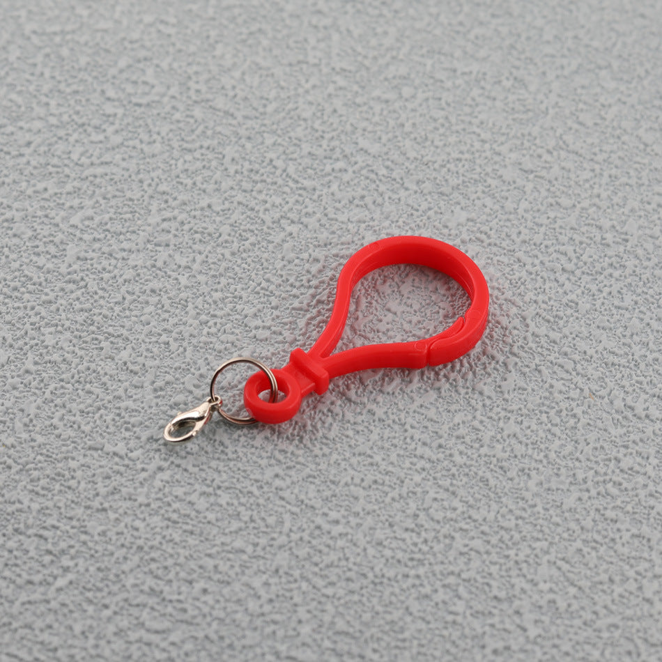 Colorful Plastic Loop Ring Keychain with Lobster Clasp - White