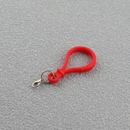 Colorful Plastic Loop Ring Keychain with Lobster Clasp - White