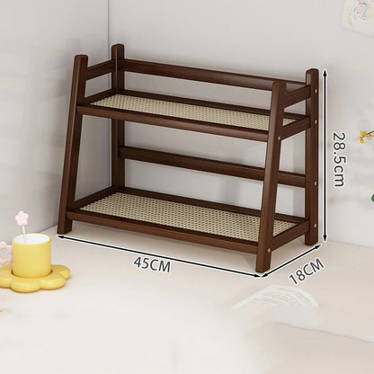 2 Layer Bamboo Spice Caddy Shelf Kitchen Storage Rack